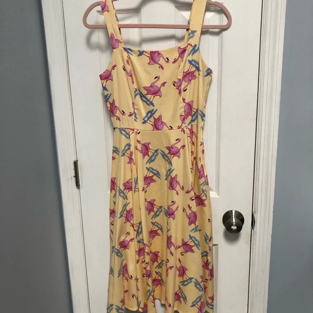 Hearts & Roses London Flamingo Print Retro Swing Dress Rockabilly Pinup Summer 4 - Picture 12 of 15